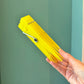 Vintage Mid Century Modern Oversized Bright Yellow Acrylic Clothespin Paperweight