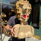 Vintage Marilyn Monroe Wooden Sculpture Part of the 'Hero Heads' Series by Martin Miller
