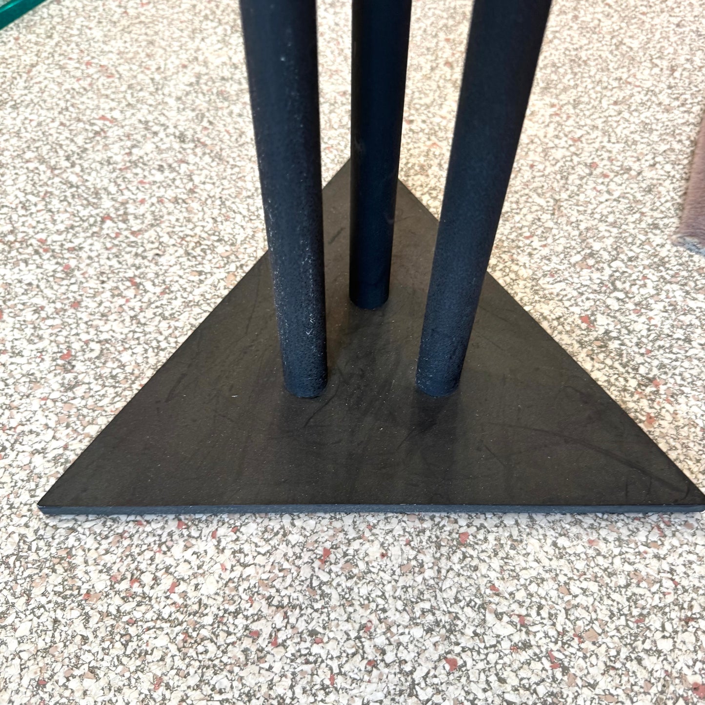 Vintage Postmodern Glass Side Table with Triangular Base by Becker Designs