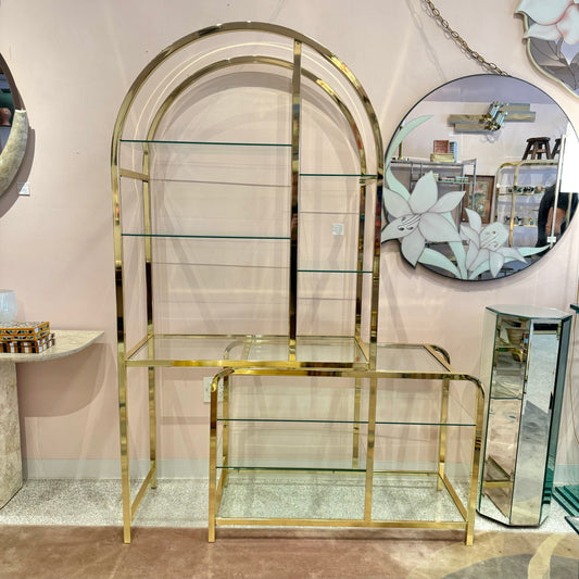 Vintage 1985 Arched Brass and Glass Etagere by DIA