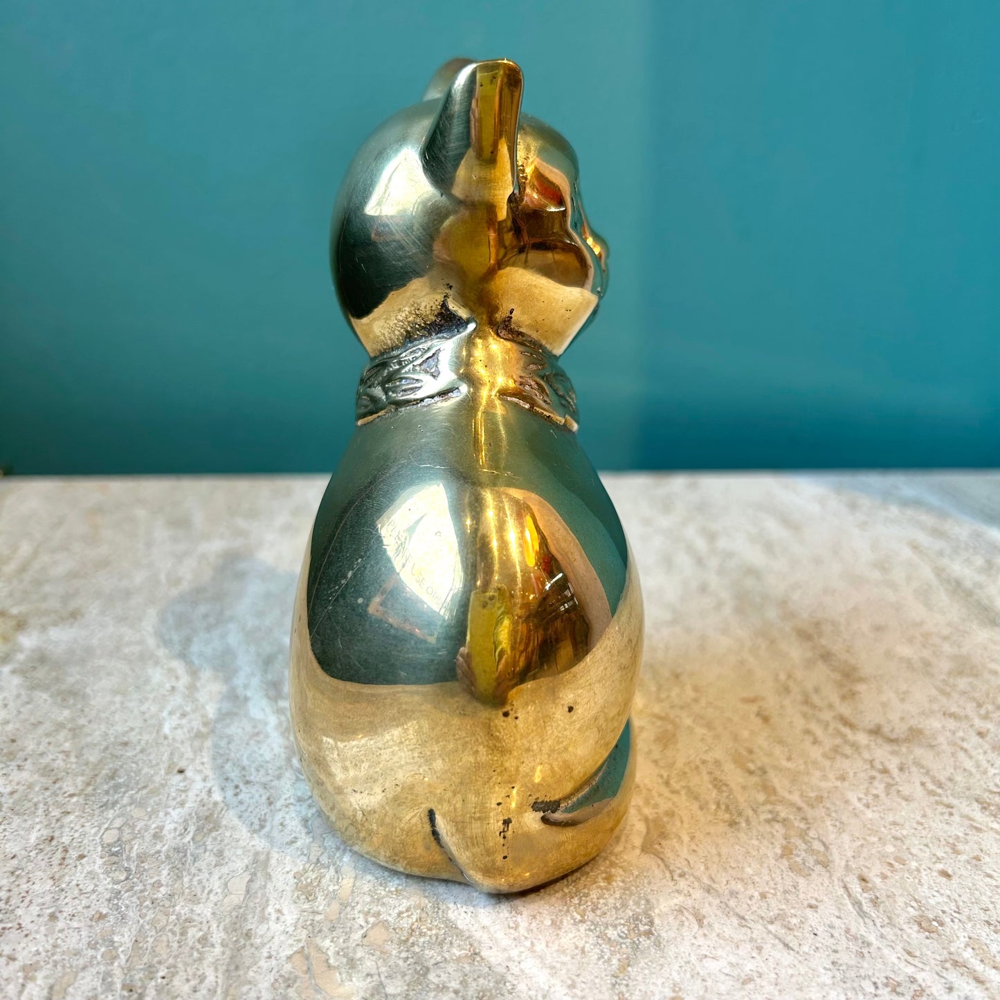 Vintage Seated Brass Cat Statue