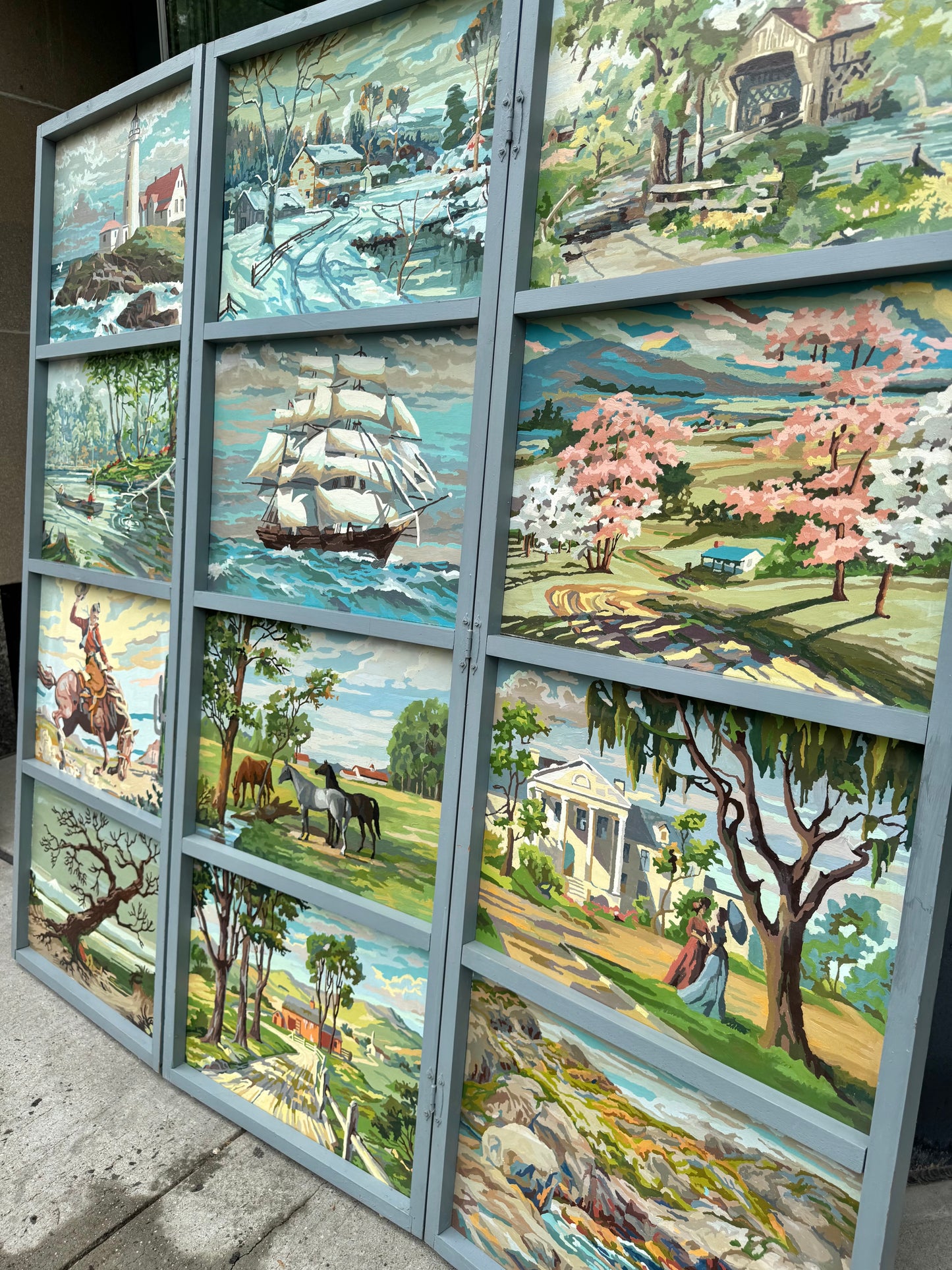 Vintage 1950's Original Paint by Numbers Screen/Room Divider