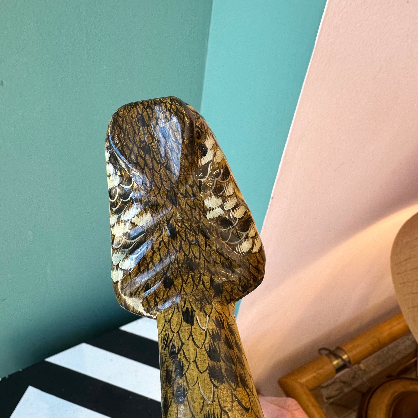 Vintage Folk Art Rattlesnake Walking Stick Cane