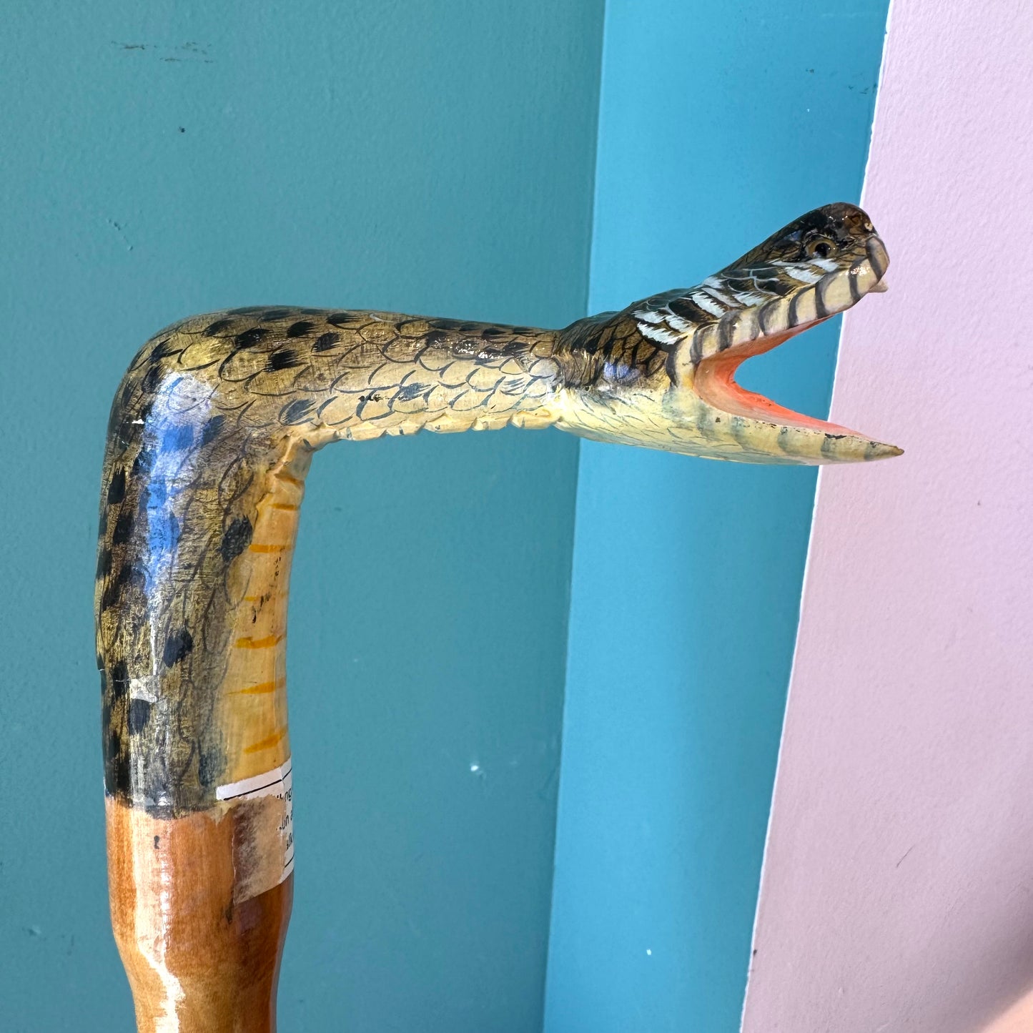 Vintage Folk Art Rattlesnake Walking Stick Cane