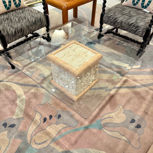 Vintage Tessellated Stone and Glass Coffee Table