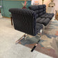 Set of Four 1970's Pace Collection Mariani Lugano Cantilever Dining Chairs in Black/White Stripe