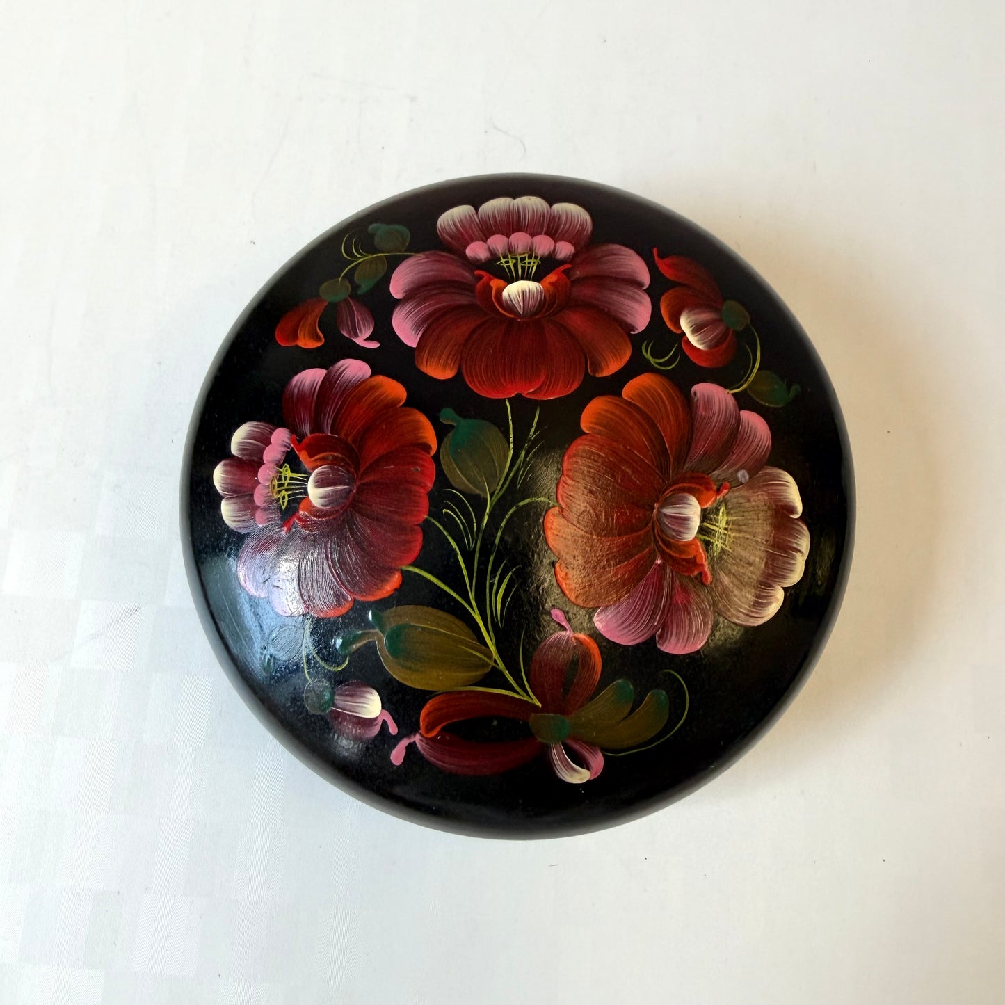 Vintage Hand Painted Floral Wooden Trinket Box