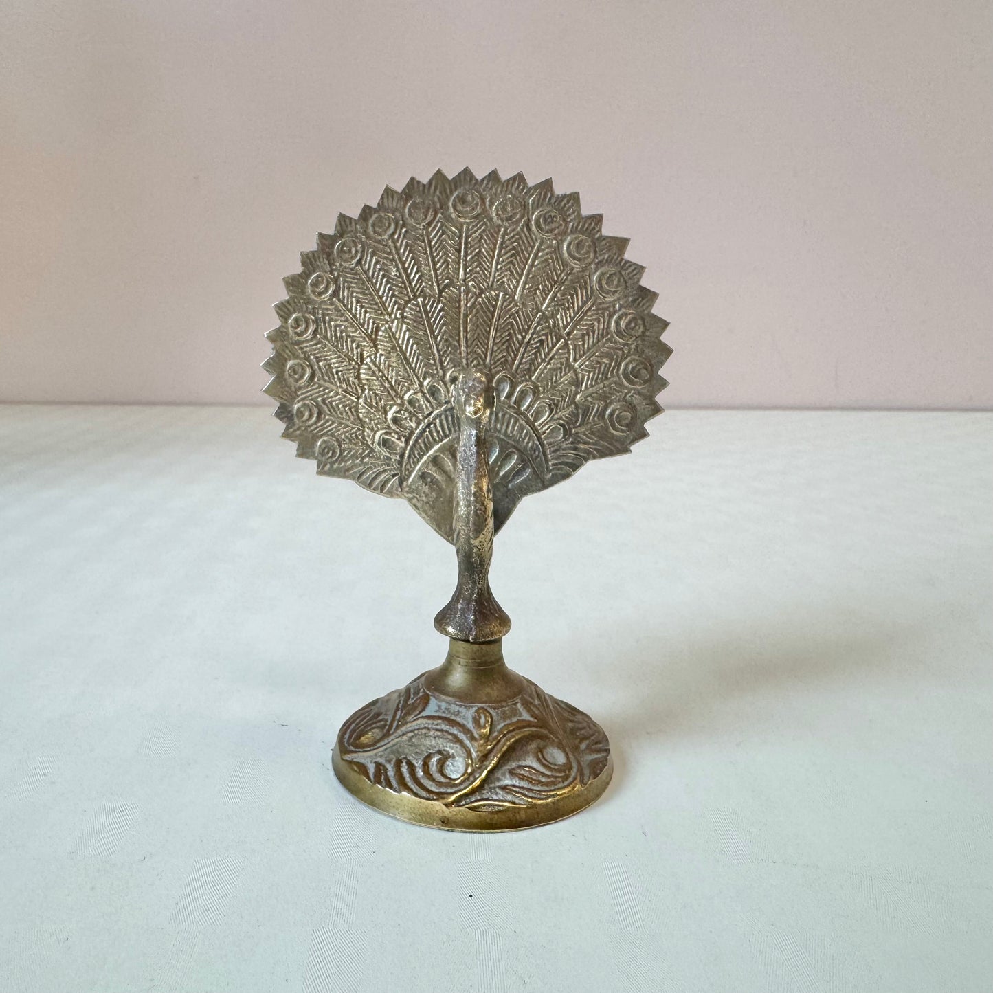 Vintage Small Brass Peacock Figurine