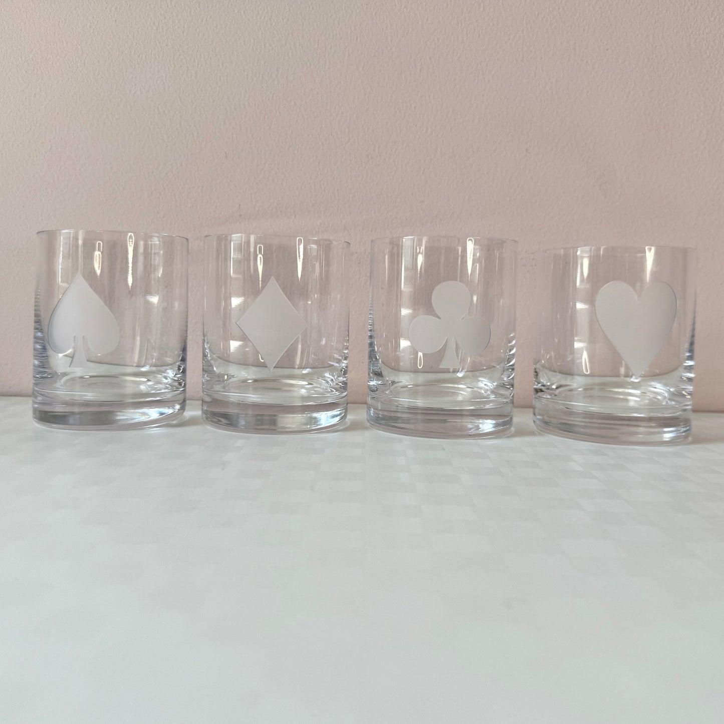Vintage Set of 4 Card Face Drinking Glasses by Lenox for Kate Spade