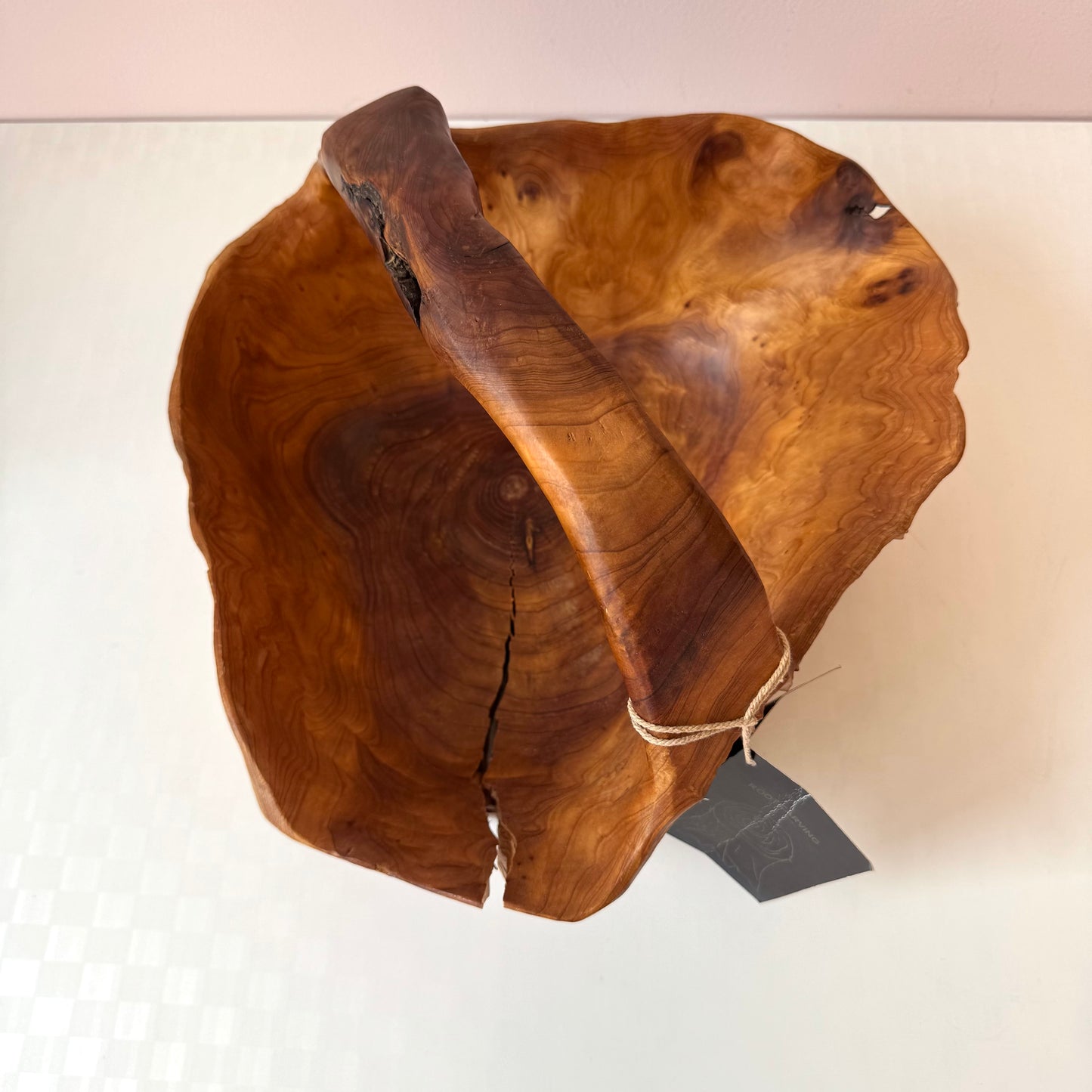 Vintage Hand-Crafted Live Edge Carved Wooden Root Bowl