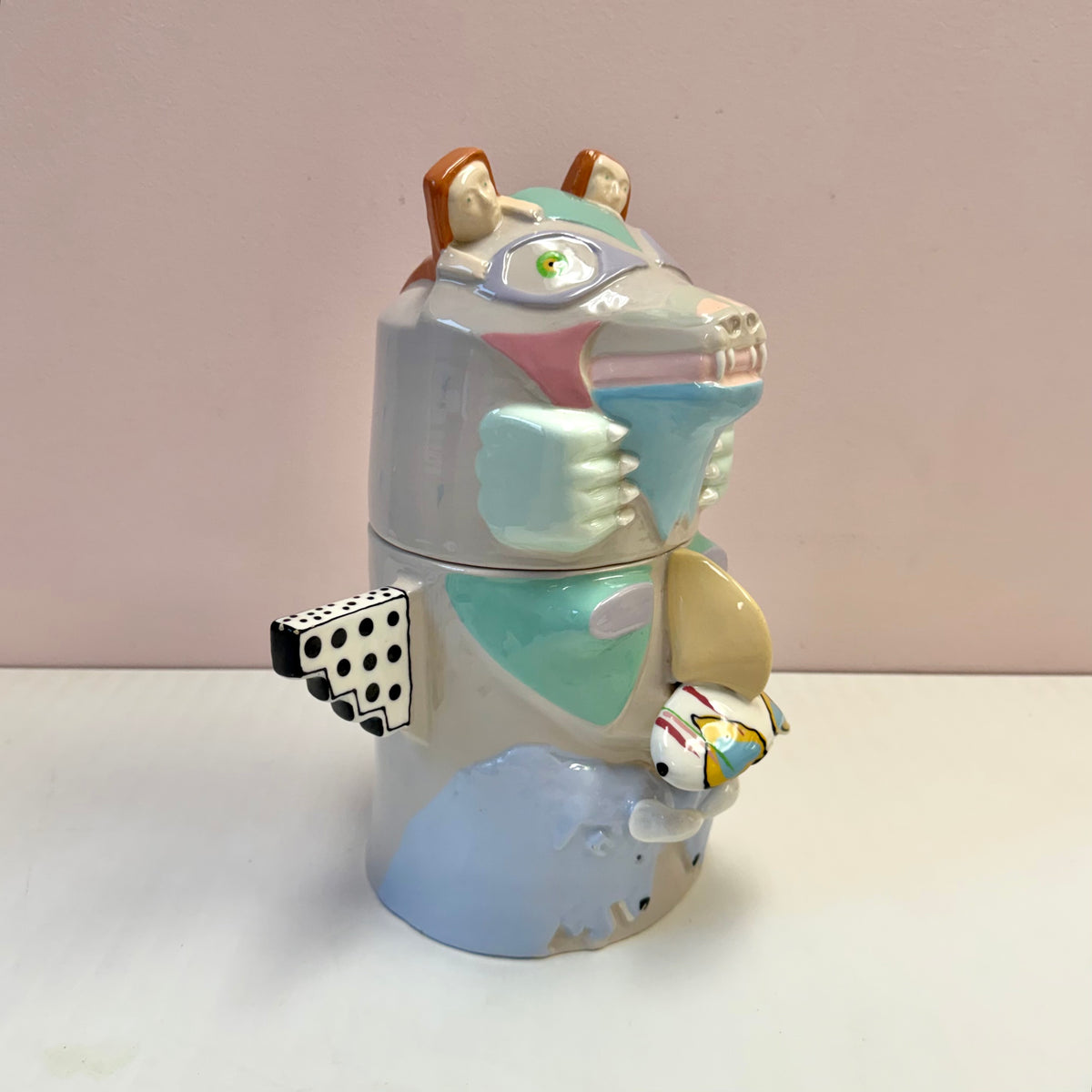 Vintage Large Post-Modern Ceramic Totem Cookie Jar