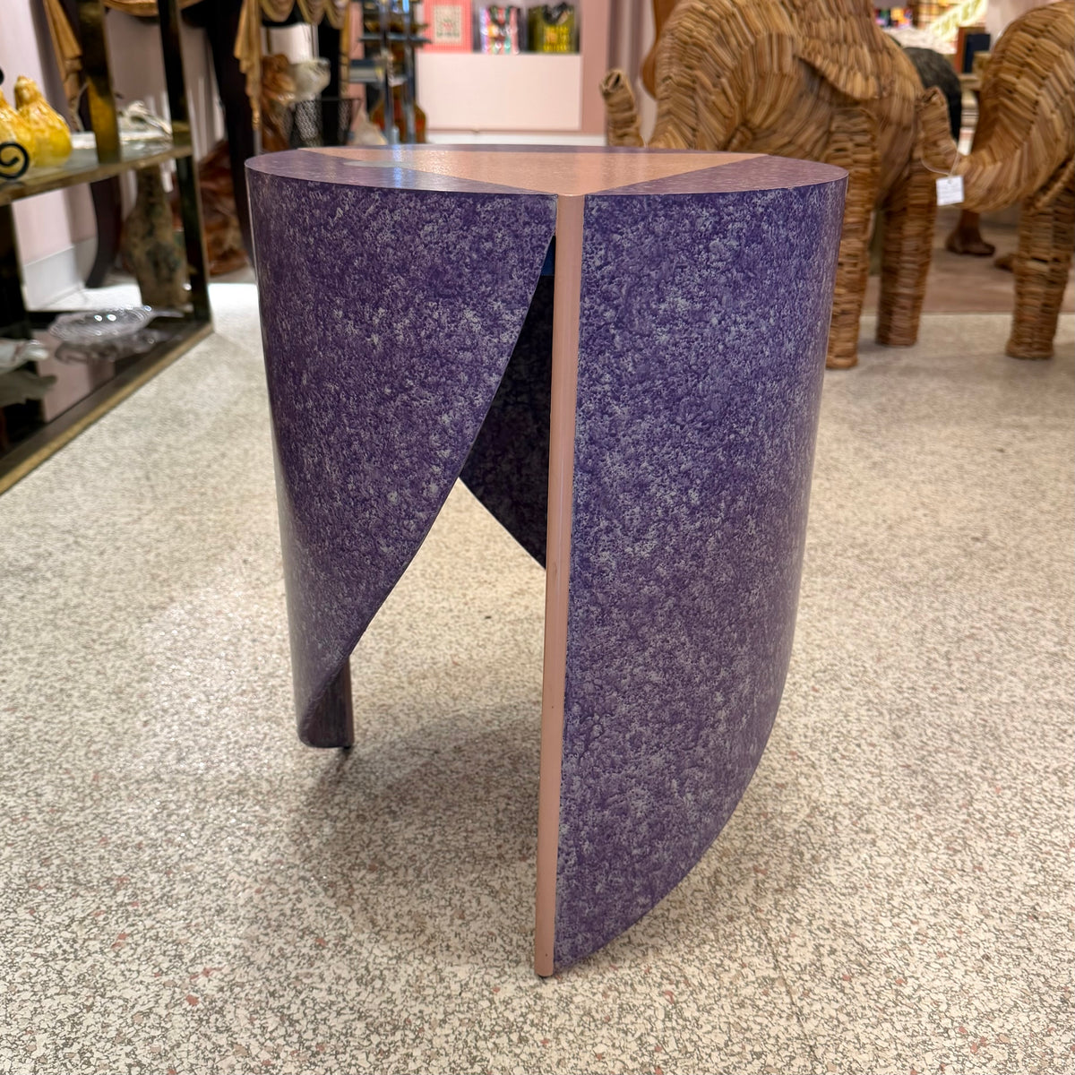 Vintage 1980's Postmodern Pink and Purple Side/Accent Table