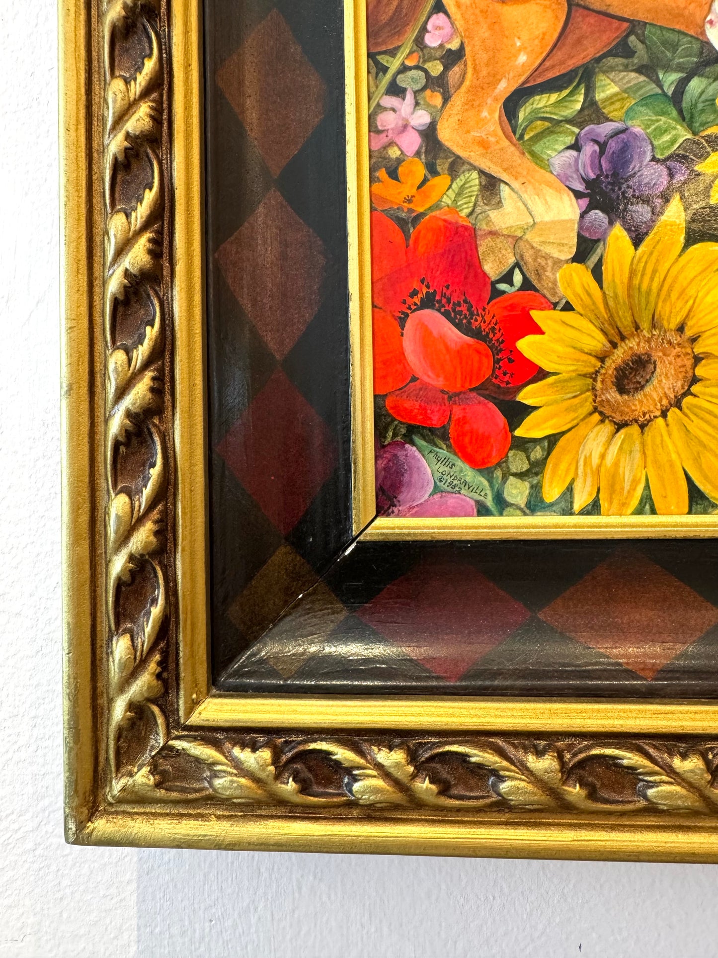 Vintage Original Framed "Once Upon A Springtime" 1981-1982 Acrylic on Board by Phyllis Londraville