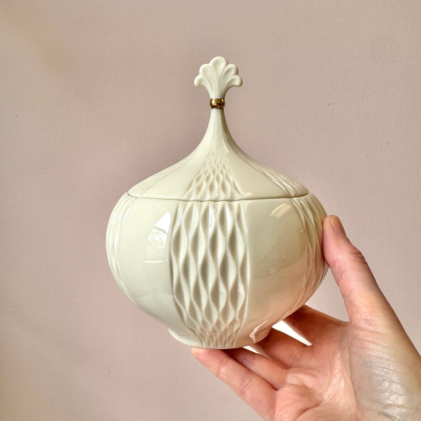 Vintage Porcelain Lidded "Harlequin" Candy Dish by Lenox