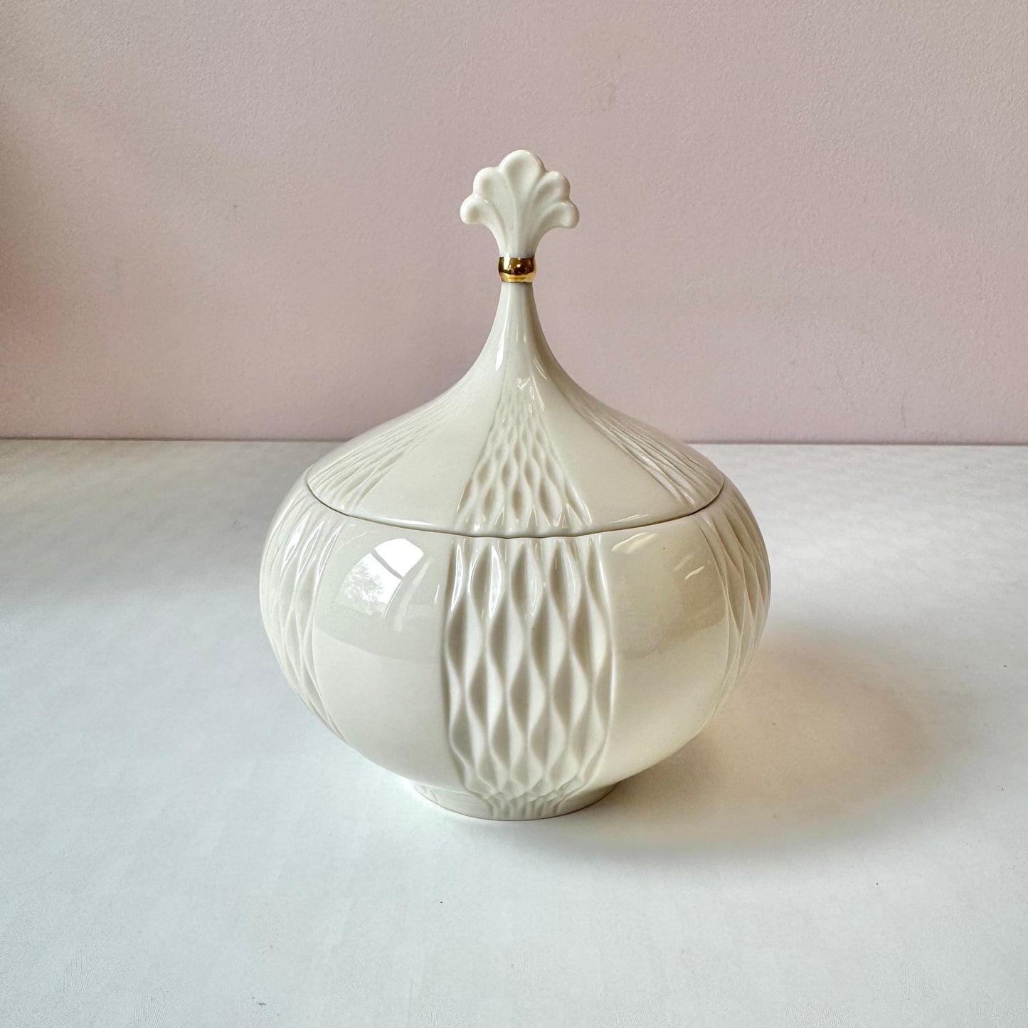 Vintage Porcelain Lidded "Harlequin" Candy Dish by Lenox