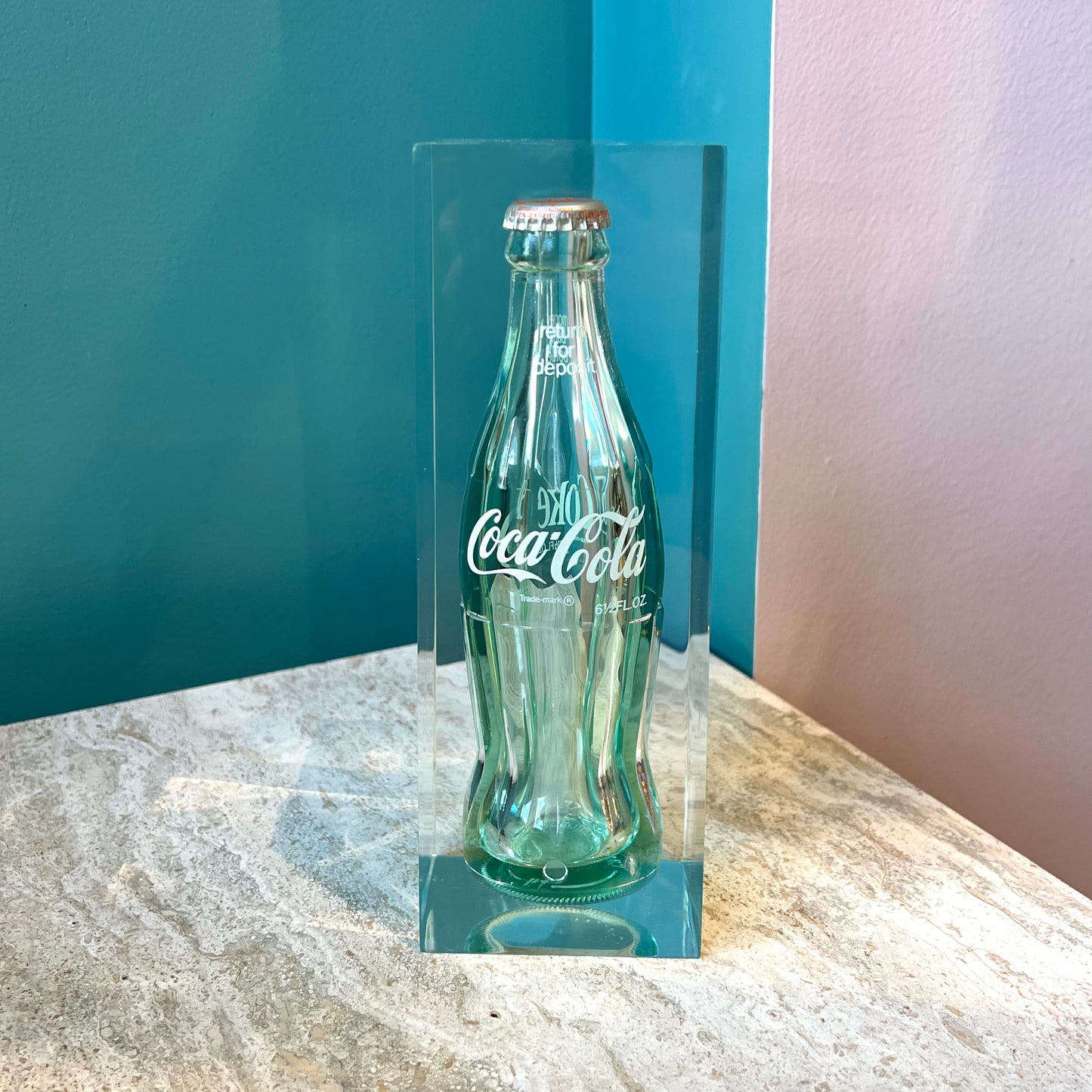 Vintage Lucite Encased Coca Cola Bottle
