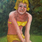Vintage Original Framed “Bather by a Rock” Artwork