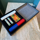 Vintage Black Faux Leather Poker Playing Card Box Set
