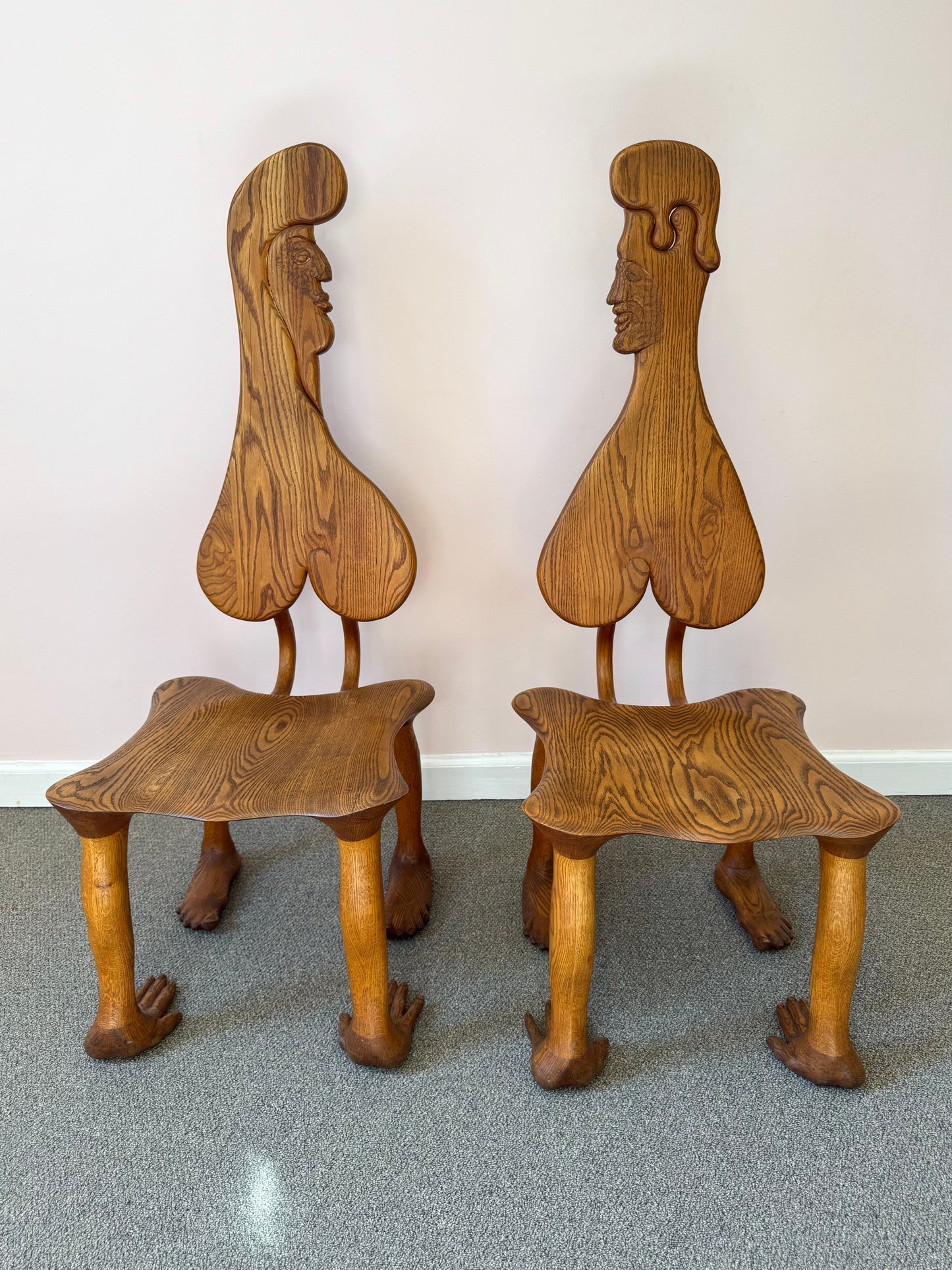 Pair of 1980 Andrew Willner Figure Chairs/Signed and Dated