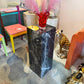 Vintage Square Black and White Faux Marble Pedestal 30”