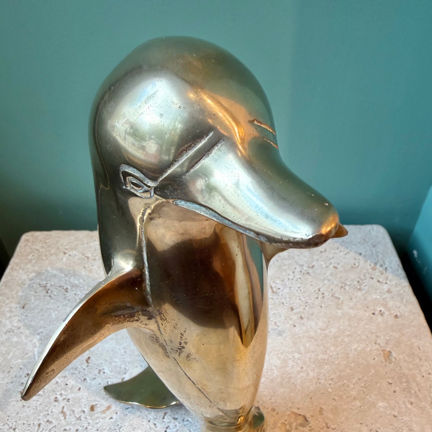 Vintage Brass Dolphin Statue