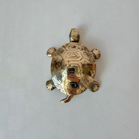 Vintage Small Brass Turtle Trinket Box