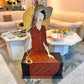 Vintage 1980's Art Deco Lady Wooden Bench Chest