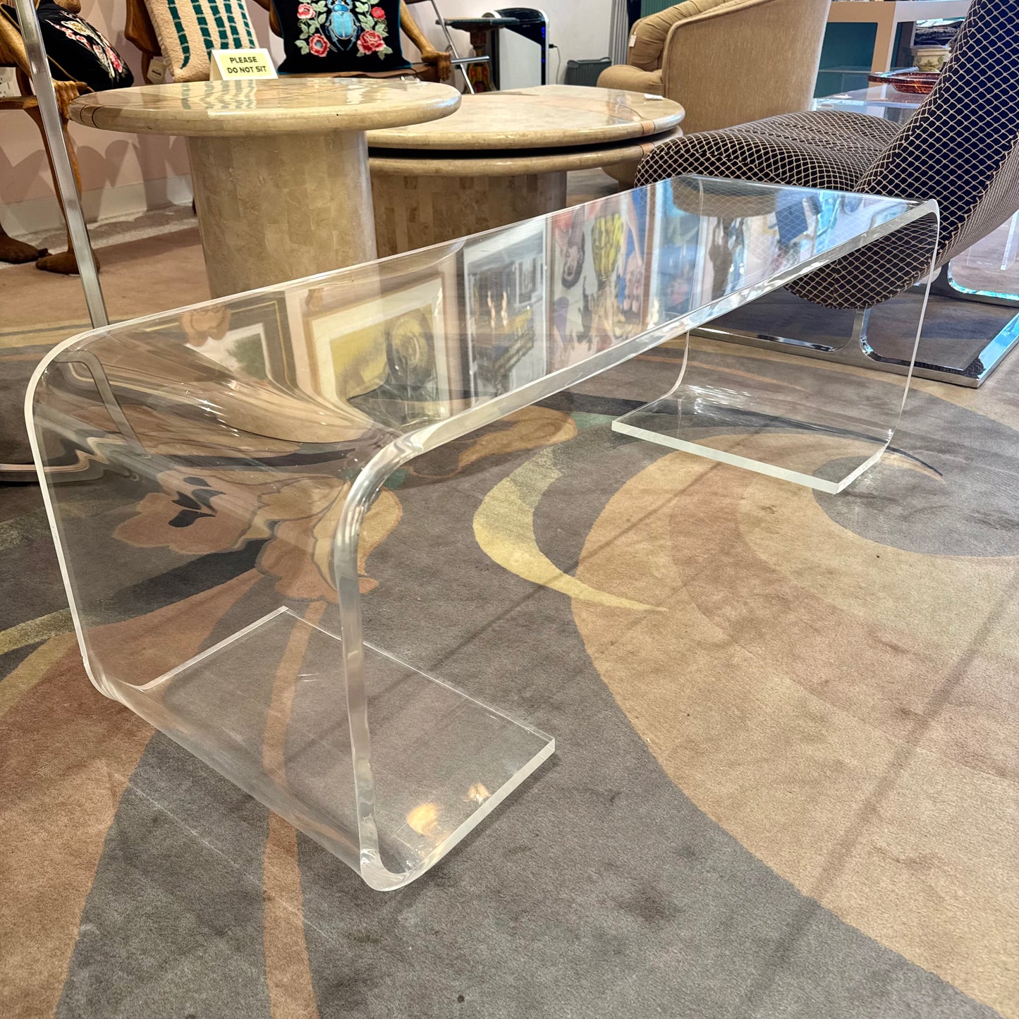 Vintage 1970's 'Scroll' Waterfall Lucite Coffee Table