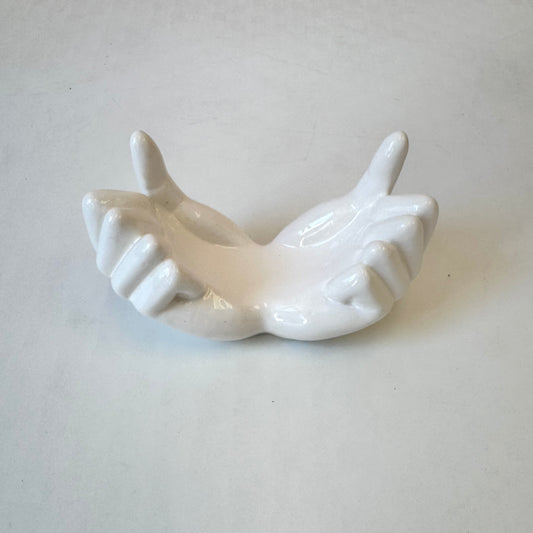 Vintage White Ceramic Hands Catchall