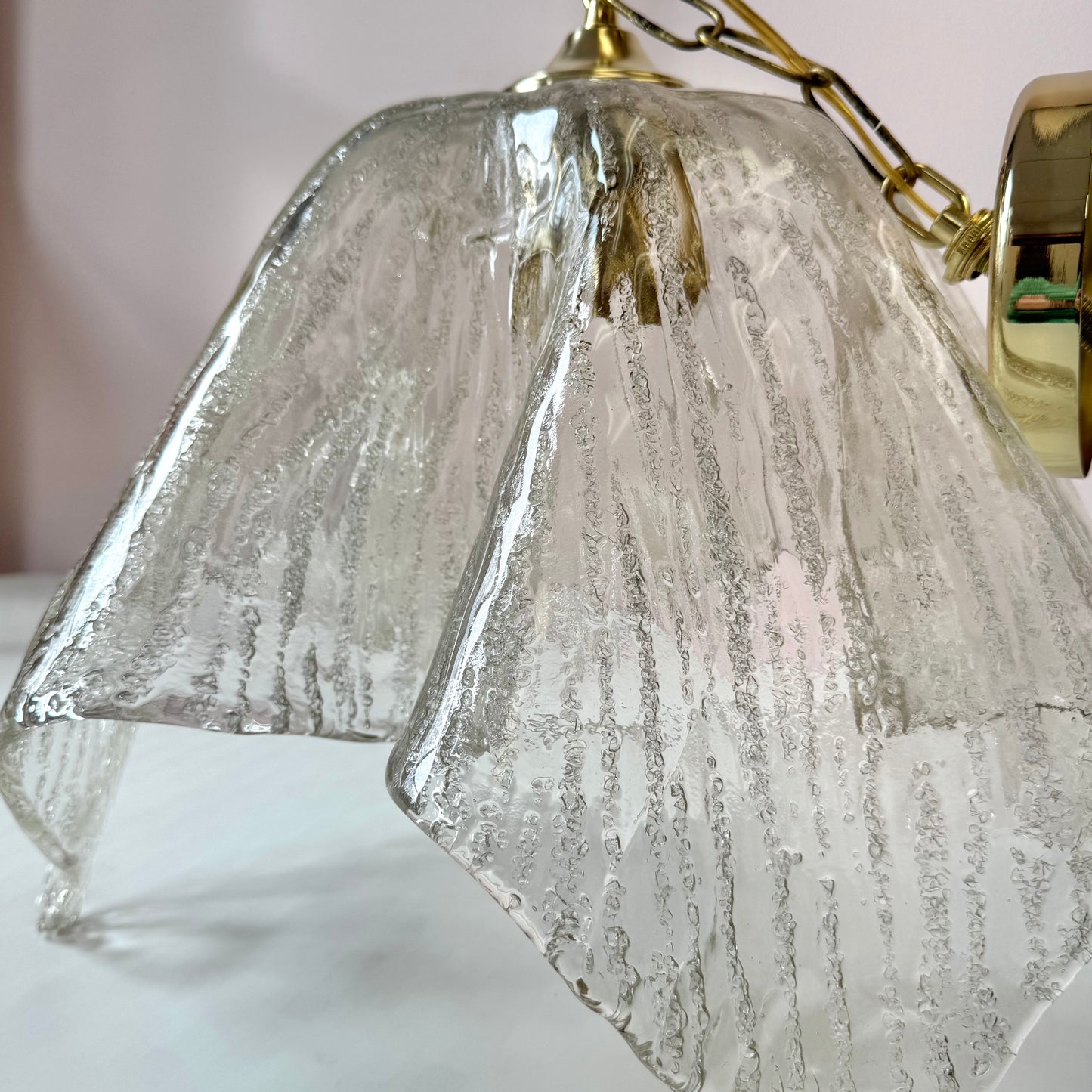Vintage Mazzega Style Murano Glass Handkerchief Pendant Light Fixture