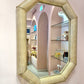 Vintage Faux Snakeskin and Brass Octagonal Bullnose Mirror