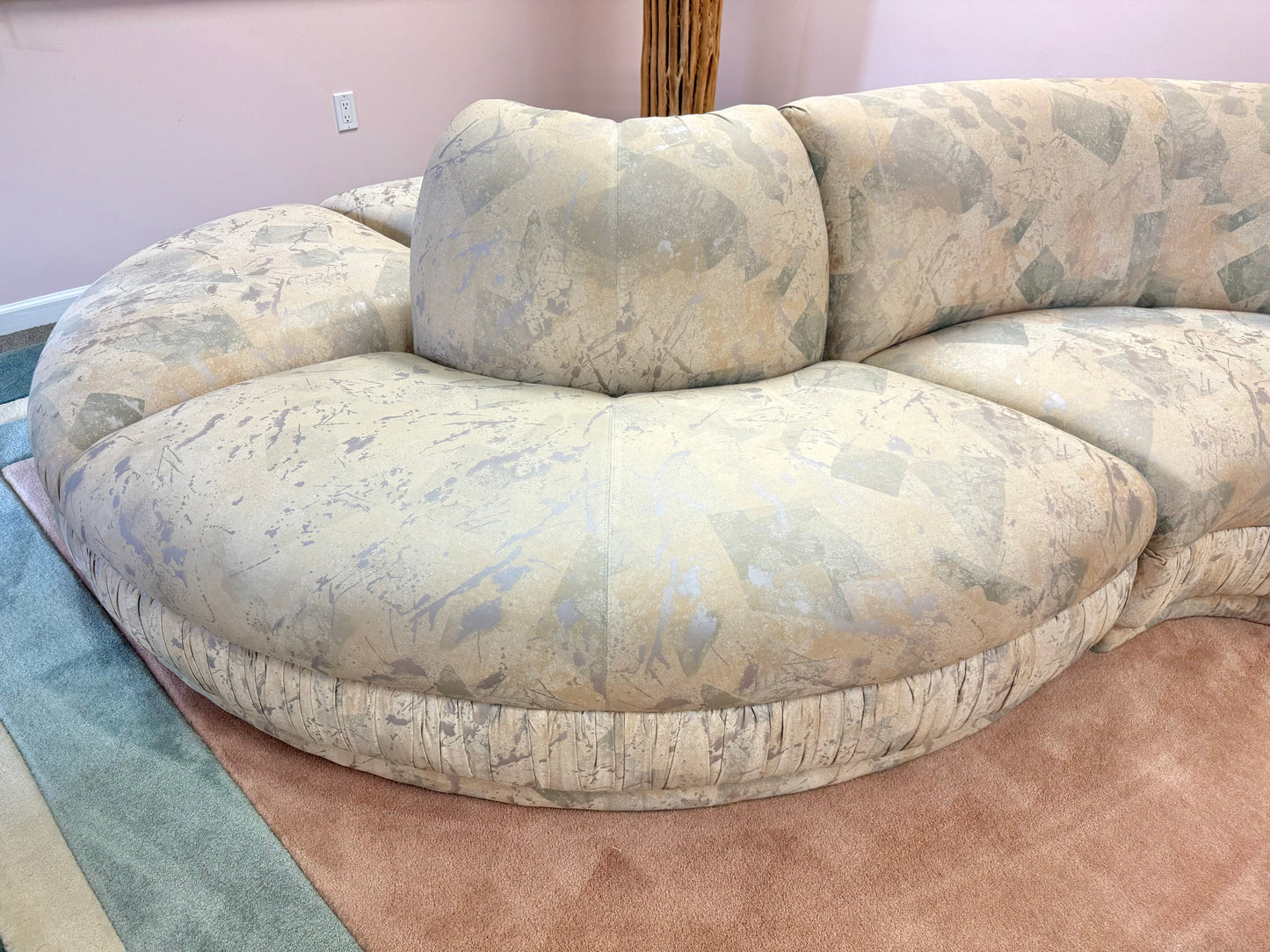 1980’s Preview Style 5 Piece Curved Serpentine Sectional Sofa