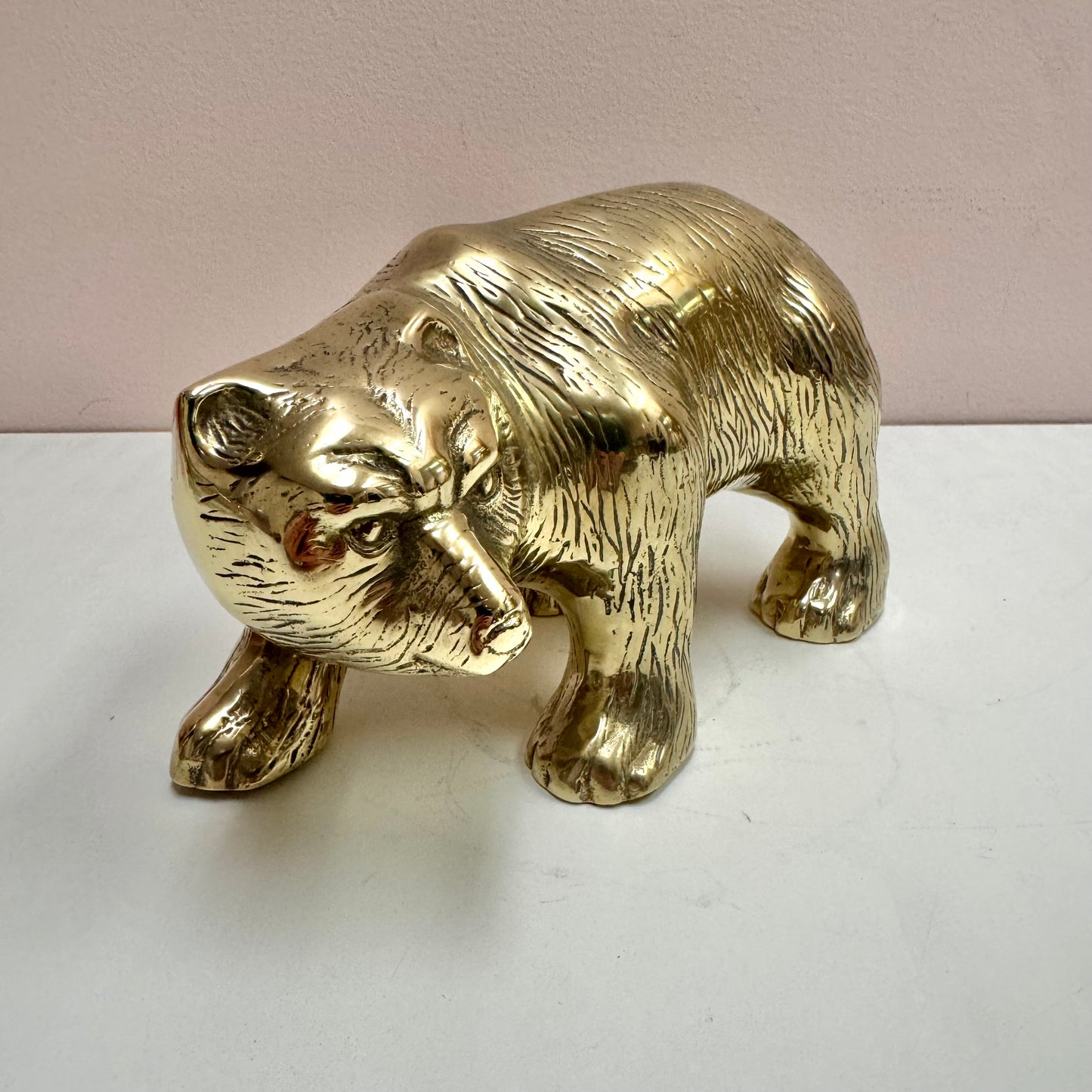 Vintage Solid Brass Bear Statue