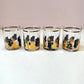Vintage Set of Four 22 Karat Gold and Black Cat Rock Glasses by Georges Briard