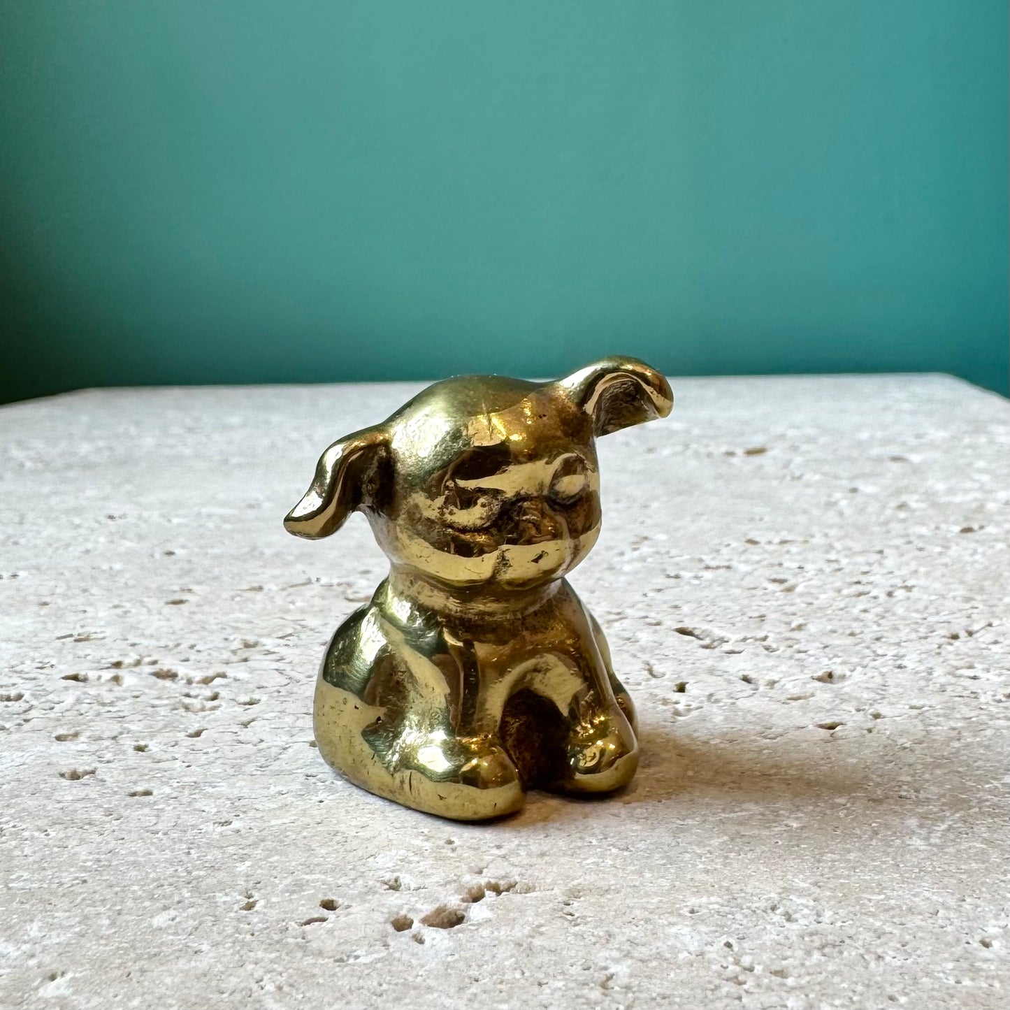 Vintage Brass Pug Dog Paperweight Figurine