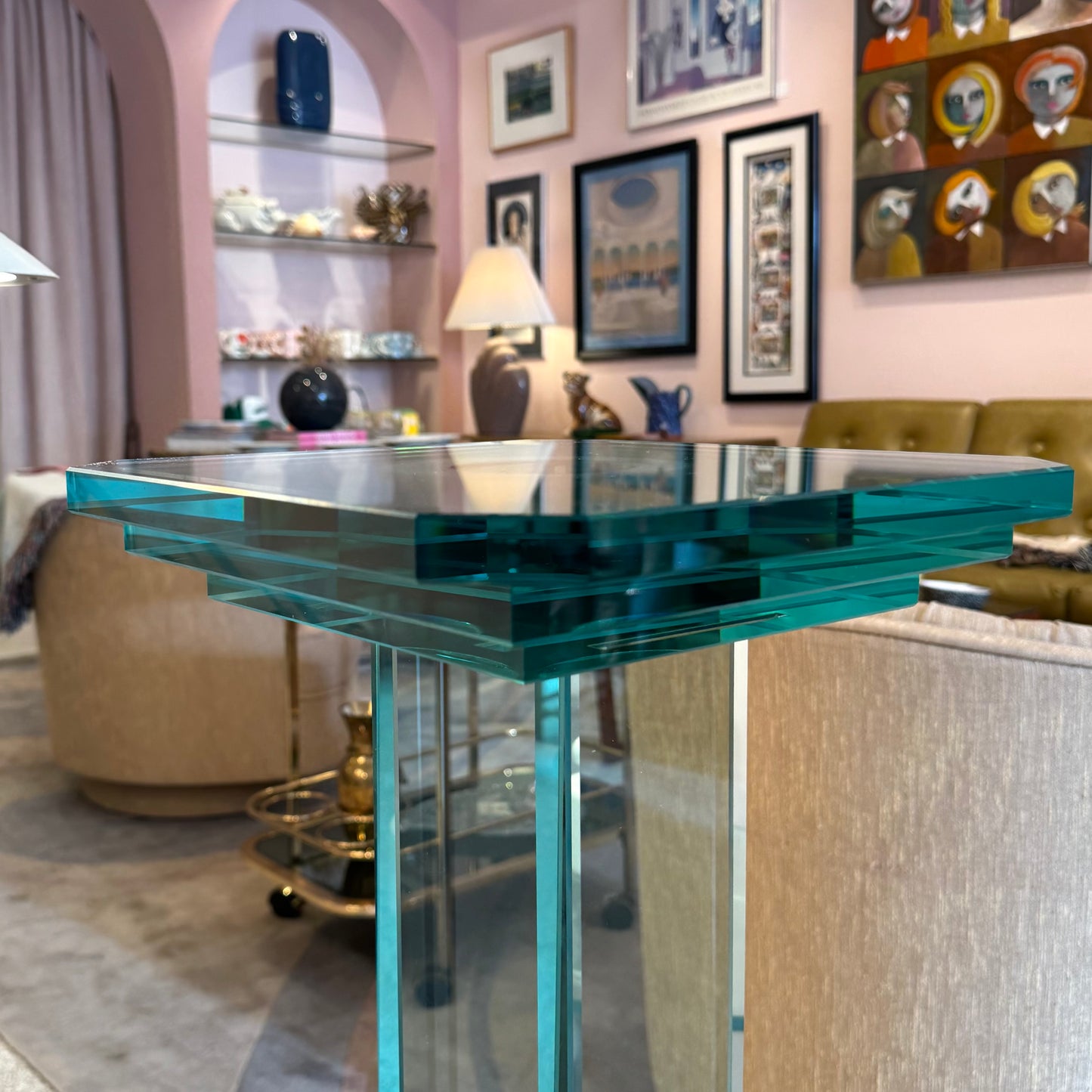 Vintage Stacked Glass Pedestal 36.5”