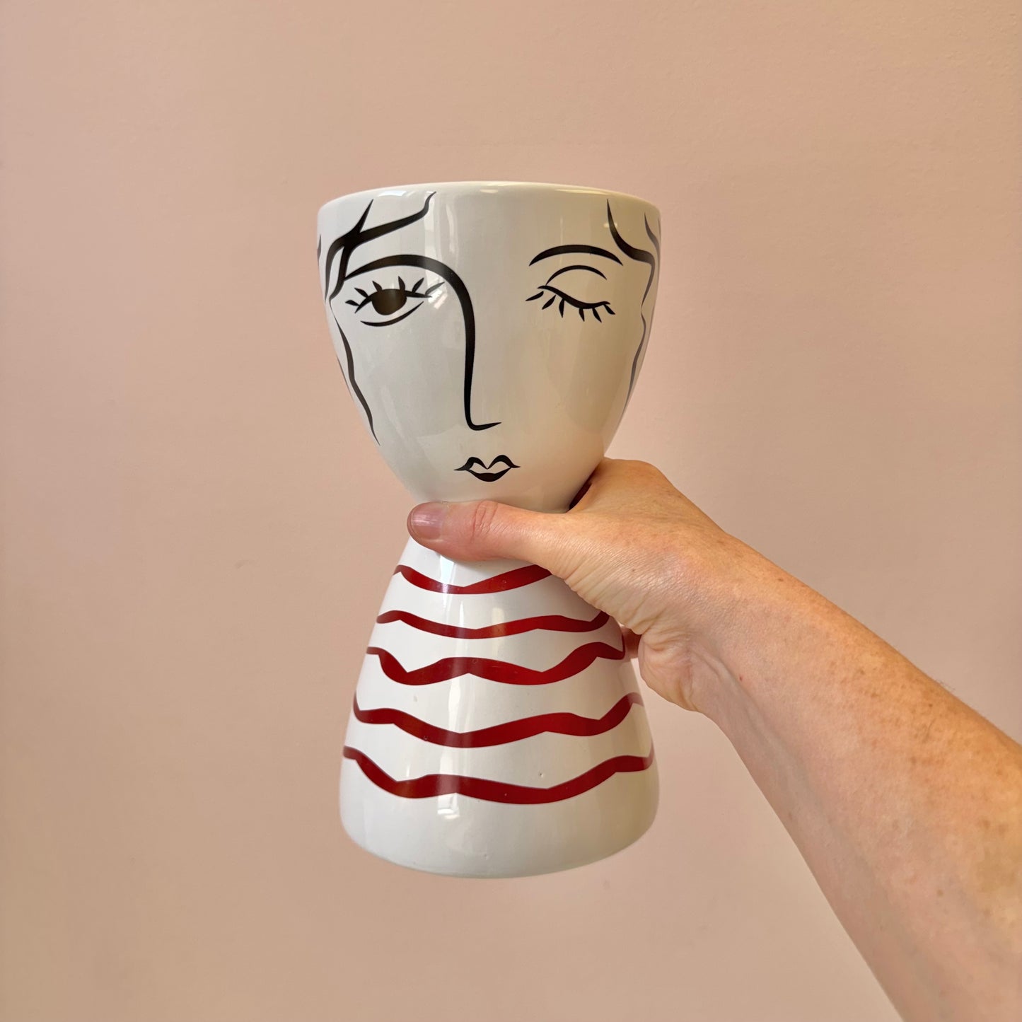Vintage Ceramic Lady Head Vase/ Planter