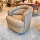 1980's Ruched Back Swivel Barrel Chair