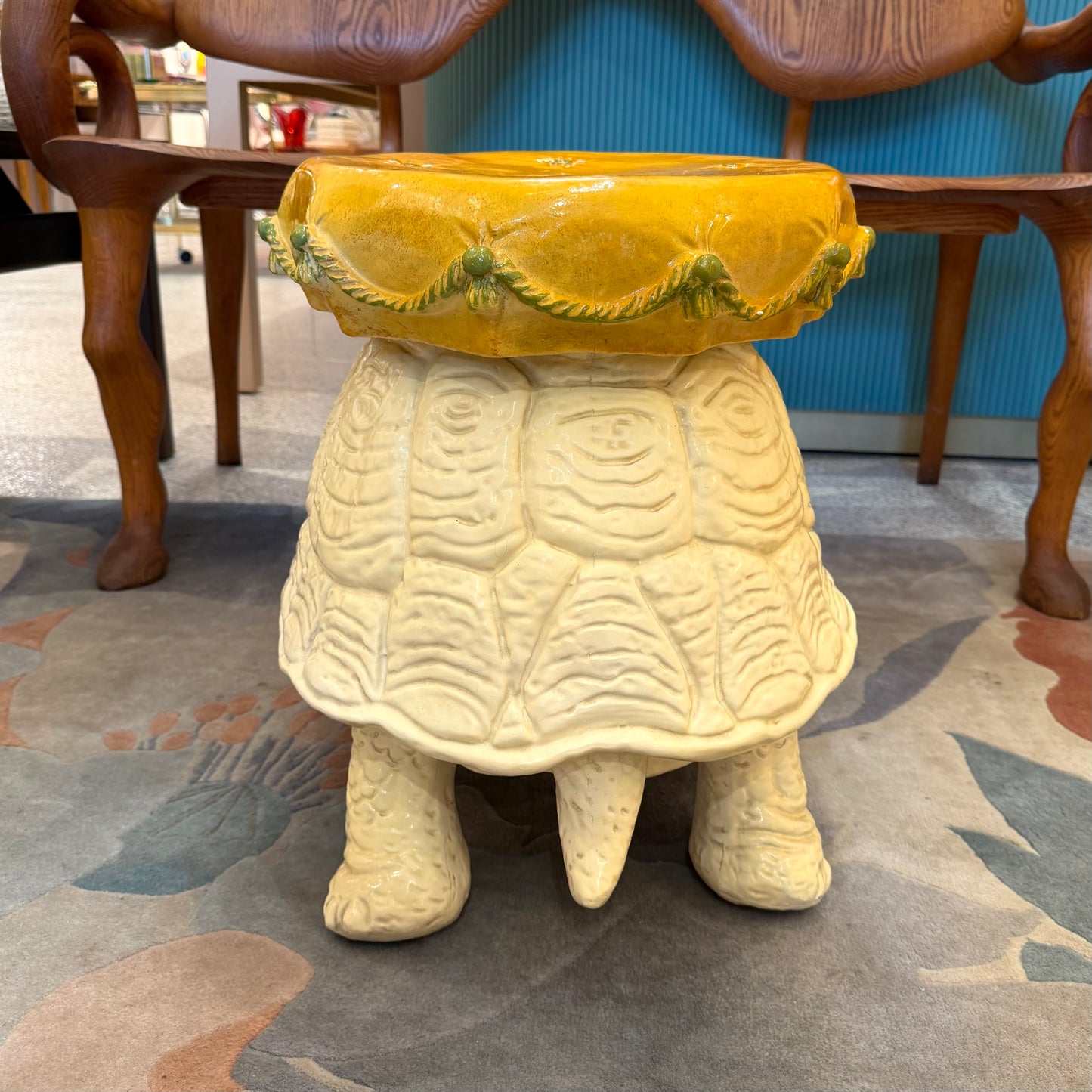 Vintage Extra Large Mid-Century Tortoise Stool