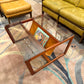 Vintage Lou Hodges Style Teak and Smoked Glass Coffee Table with Magazine Holder