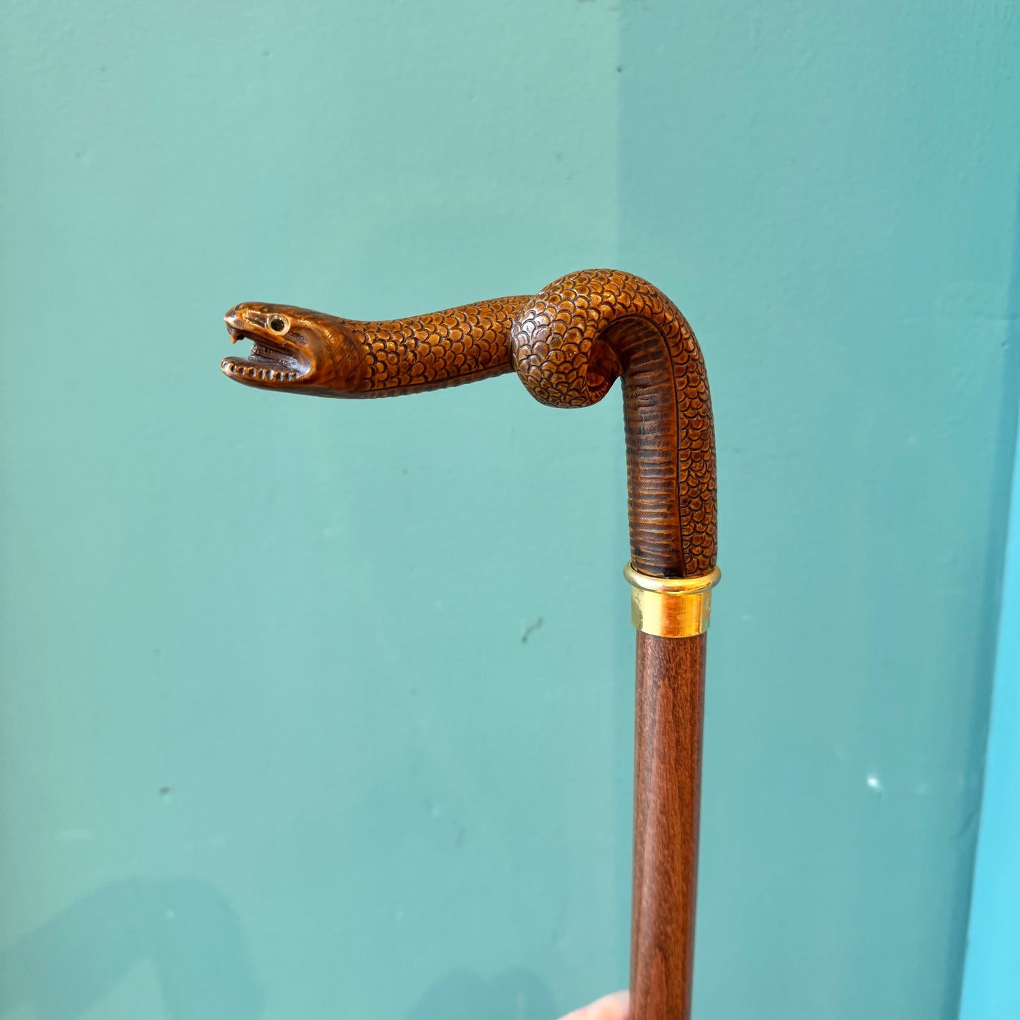 Vintage Coiled Snake Walking Stick Cane