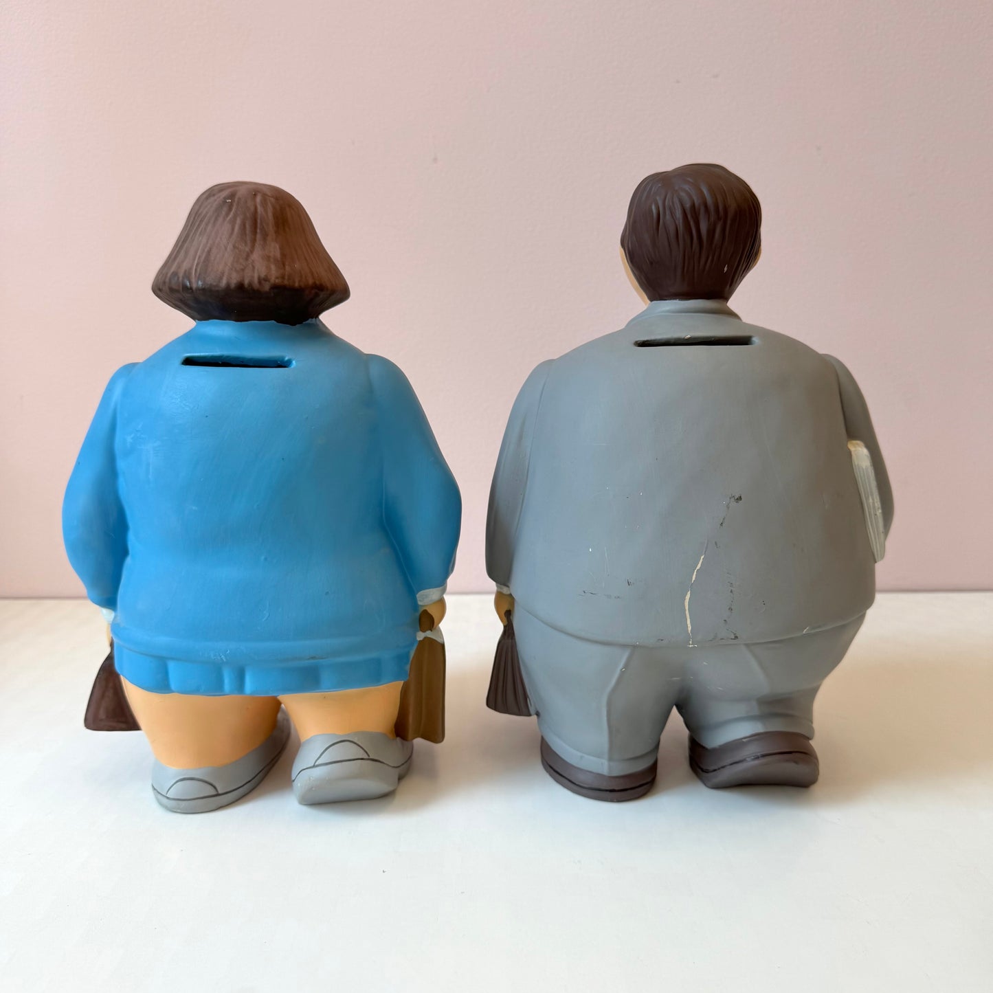 Vintage Chubby Business Couple Money Banks Attributed to L’Aquilone Italy