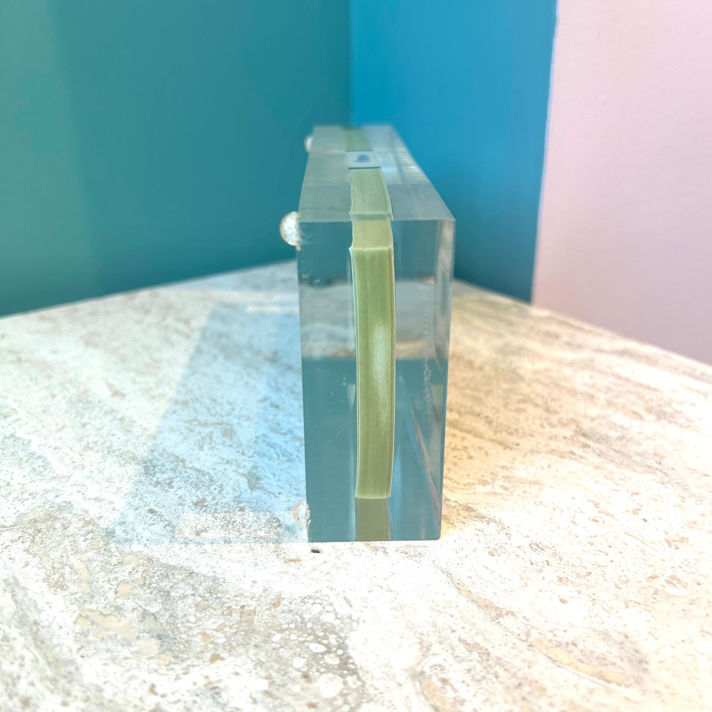 Vintage Lucite 1969 Stacked $100 One Dollar Bills Paperweight