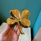 Vintage Gold Plated Four Leaf Clover Paperweight