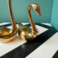 Pair of Vintage Brass Swans