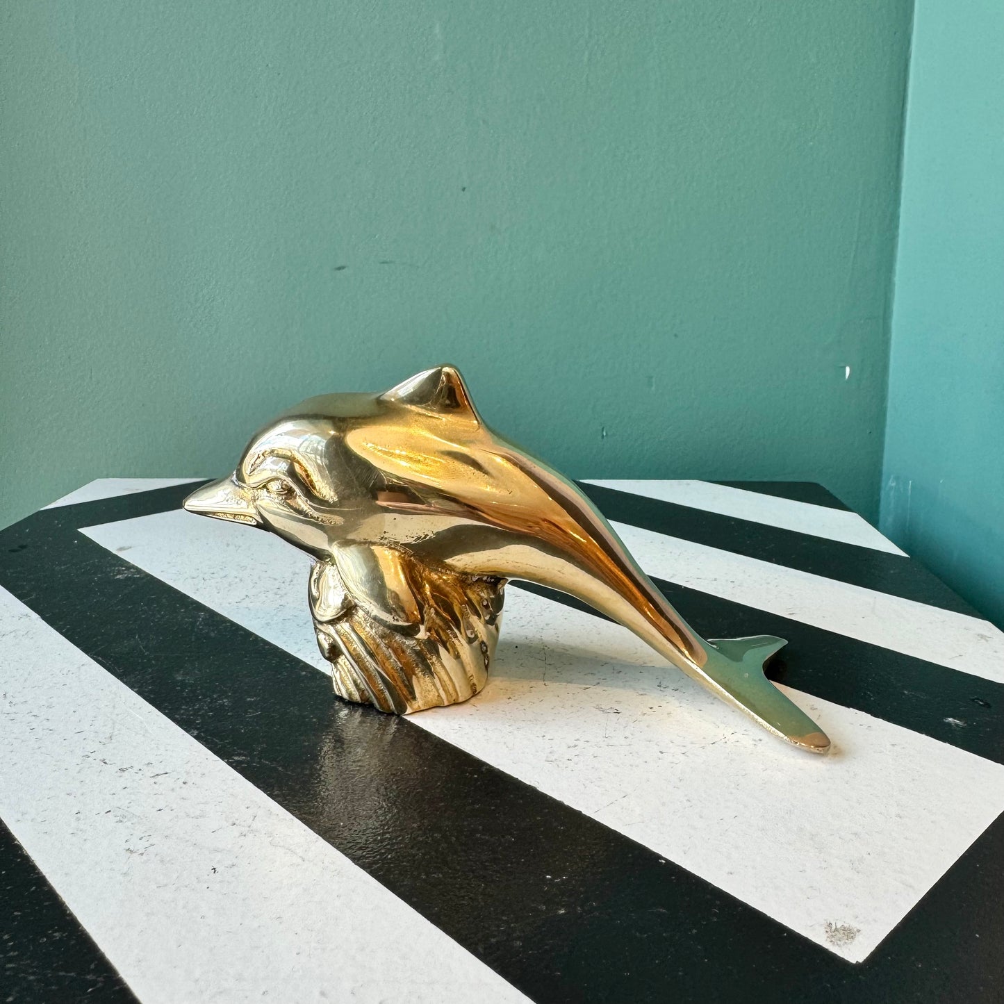 Small Vintage Brass Dolphin Figurine