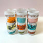 Vintage Set of 6 Anchor Hocking “Antique Autos” Frosted Glass Tumblers
