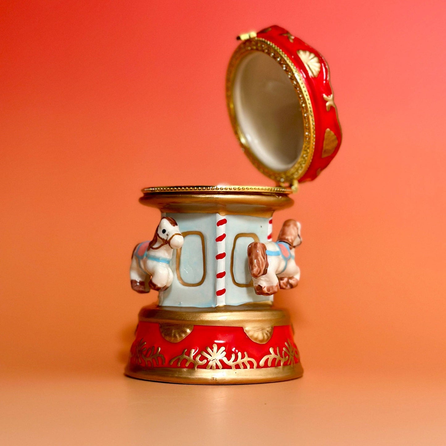 Red & Gold Carousel Trinket Box