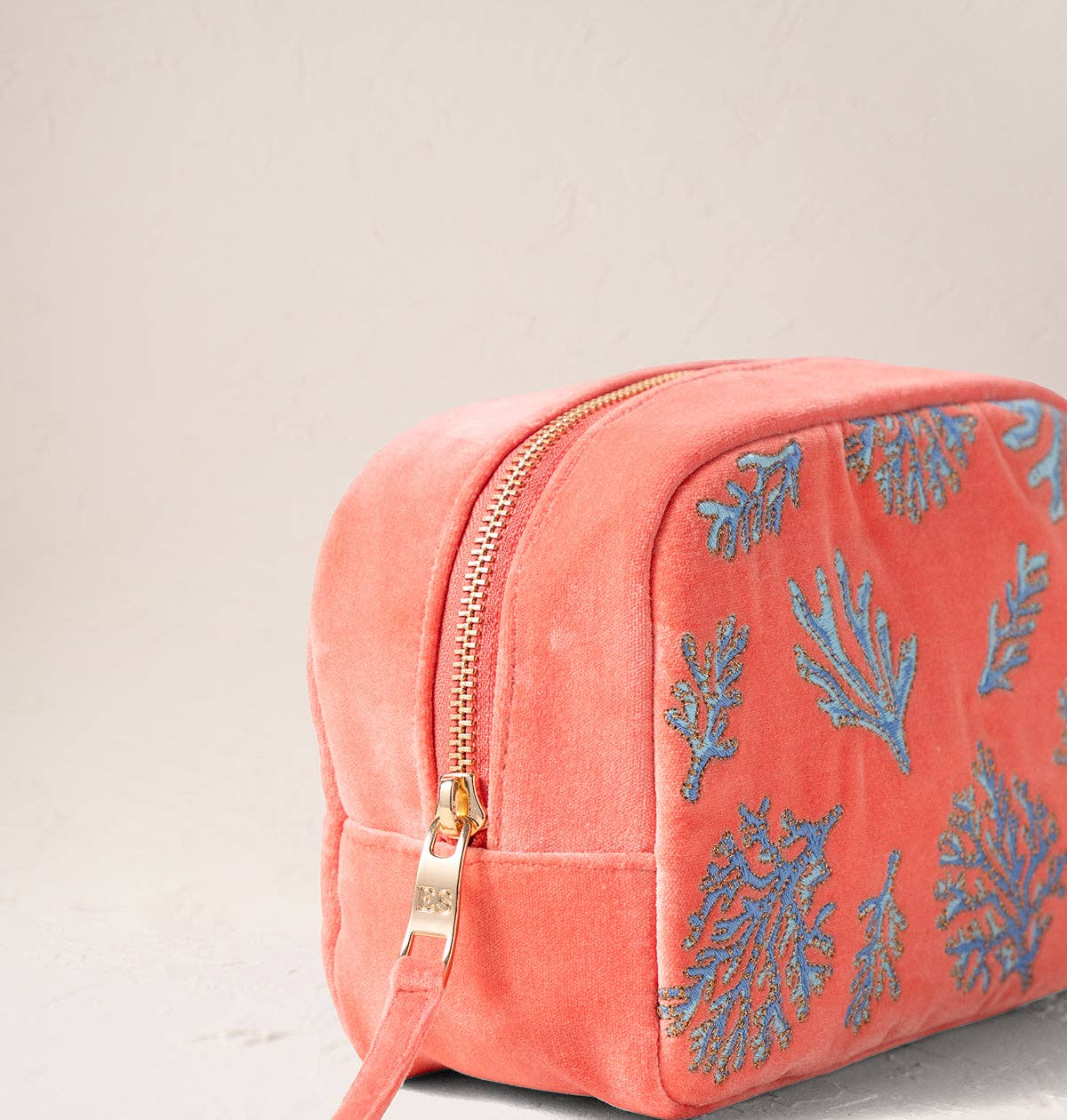 Coral Velvet Makeup Bag by Elizabeth Scarlett