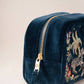 Midnight Blue Wild Zebra Velvet Makeup Bag by Elizabeth Scarlett
